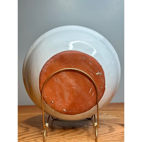 Bybee Pottery KY Christmas Poinsettia Flower Pink White Spongeware Mixing Bowl - Picture 10 of 16